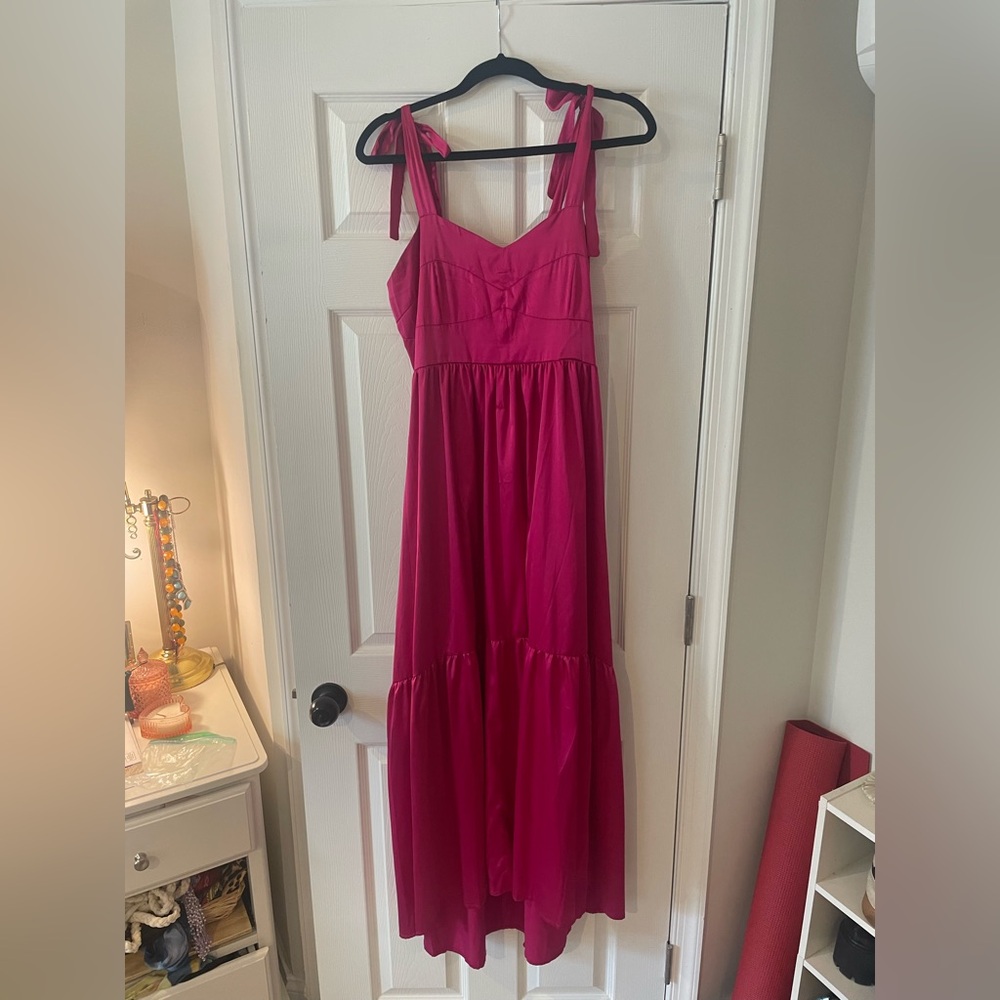 Vibrant Pink Satin Dress